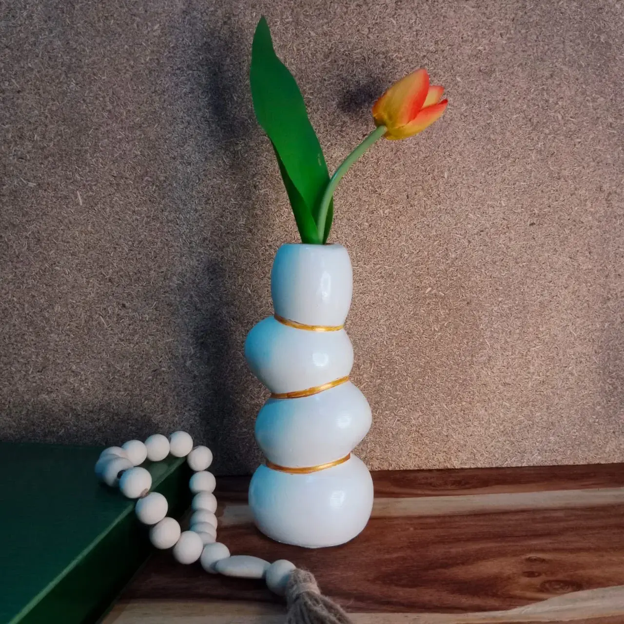 Golden Rings Stone Vase